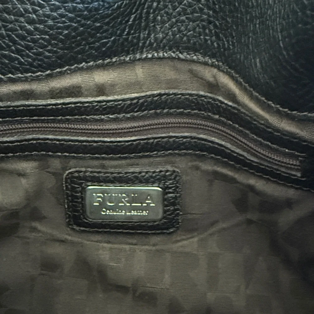 Furla Brown Pebbled Leather Shoulder Tote